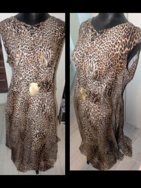 NEW Liz Lange Leopard Print Long Maxi Sleeveless Dress Plus Size Womens 1X